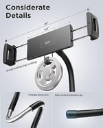 SAIJI iPad Standı, Yatak için Ayarlanabilir Ergonomik Tablet Tutucu, Yatakta Okumak için Kindle Standı, Tablet, Telefon, Kindle, Taşınabilir Monitör, Anahtar ve Daha Fazlası 4,7