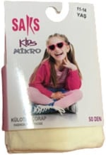 SAKS Saks 3 Adet Beyaz Renk Mikro 50 Çocuk Külotlu Çorap Beyaz 7-9 Yaş