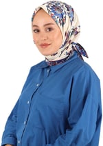 Saks Sıra Lale Desen İpeksi Eşarp