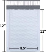 SALES4LESS #2 Poly Bubble Mailers 20,5 x 30,5 cm Dolgulu Zarf Postası Su Geçirmez 50'li Paket (PBM8512-50), Beyaz