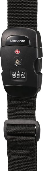 Samsonite Global Travel Accessories - Entegre 3 haneli bagaj kemeri, Siyah (Black), 190 cm, Entegre 3 haneli TSA şifreli kilit