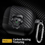 Samsung Galaxy Buds 3 FE/Buds 3 Pro/Buds 3 Kılıf Kapak Kafatası Kilitli ve Anahtarlıklı Erkekler için, Komik Karbon Fiber Darbeye Dayanıklı Sert Kabuk İskelet Kapak Galaxy Buds 3 Pro için