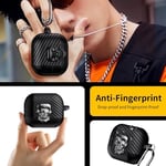 Samsung Galaxy Buds 3 FE/Buds 3 Pro/Buds 3 Kılıf Kapak Kafatası Kilitli ve Anahtarlıklı Erkekler için, Komik Karbon Fiber Darbeye Dayanıklı Sert Kabuk İskelet Kapak Galaxy Buds 3 Pro için