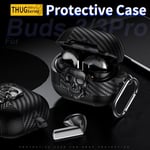 Samsung Galaxy Buds 3 FE/Buds 3 Pro/Buds 3 Kılıf Kapak Kafatası Kilitli ve Anahtarlıklı Erkekler için, Komik Karbon Fiber Darbeye Dayanıklı Sert Kabuk İskelet Kapak Galaxy Buds 3 Pro için