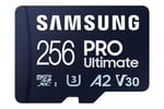 Samsung PRO Ultimate microSD kart + SD adaptörü, 256 GB, akıllı telefonlar, drone ve aksiyon kamerası, UHS-I U3, 200 MB/s okuma, 130 MB/s yazma, MB-MY256SA/WW