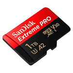 SanDisk 1 TB Extreme PRO microSDXC kart + SD adaptör + RescuePRO Deluxe, 200 MB/s'ye kadar, A2 Uygulama Performansı, UHS-I, Sınıf 10, U3, V30 ile