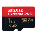 SanDisk 1 TB Extreme PRO microSDXC kart + SD adaptör + RescuePRO Deluxe, 200 MB/s'ye kadar, A2 Uygulama Performansı, UHS-I, Sınıf 10, U3, V30 ile