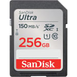 SanDisk 256 GB Ultra SDXC bellek kartı, 150 MB/s'ye kadar, A1 uygulama performansı, UHS-I, Class 10, U1