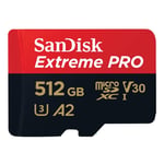SanDisk 512 GB Extreme PRO microSDXC Kart + SD Adaptörü + RescuePRO Deluxe, 200 MB/sn'ye kadar, A2 Uygulama Performansı, UHS-I, Sınıf 10, U3, V30 ile