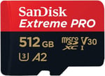 SanDisk 512 GB Extreme PRO microSDXC Kart + SD Adaptörü + RescuePRO Deluxe, 200 MB/sn'ye kadar, A2 Uygulama Performansı, UHS-I, Sınıf 10, U3, V30 ile