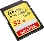SanDisk Extreme 32 GB SDHC Speicherkarte bis zu 90 MB/Sek, Class 10, U3, V30, FFP