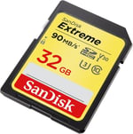 SanDisk Extreme 32 GB SDHC Speicherkarte bis zu 90 MB/Sek, Class 10, U3, V30, FFP