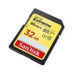 SanDisk Extreme 32 GB SDHC Speicherkarte bis zu 90 MB/Sek, Class 10, U3, V30, FFP