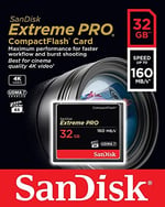 SanDisk Extreme Pro 32GB CompactFlash Hafıza Kartı UDMA 7 160MB/sn'e kadar - SDCFXPS-032G-X46 - Seçenekler: 32GB, 128GB, 256GB, 64GB