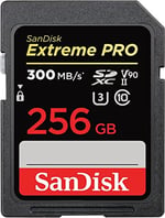 SanDisk Extreme PRO SDHC UHS-II Hafıza Kartı V90 256 GB (300 MB/s, 8K, 4K ve Full-HD Video Kaydı, RescuePRO Deluxe, Darbeye Dayanık - Seçenekler: 250MB/s'ye kadar, UHS-I V30, UHS-II V60, UHS-II V90...