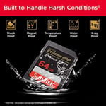 SanDisk Extreme PRO SDXC UHS-I hafıza kartı 64 GB (V30, aktarım hızı 200 MB/sn, U3, 4K UHD videolar, SanDisk QuickFlow teknolojisi, ısıya dayanıklı)