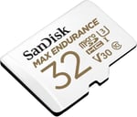 SanDisk Max Endurance MicroSDHC 32GB SD Adapter For Home Security Cameras & Dashcams, Up To 15,000 Hours, Full HD / 4K Videos, Extreme Endurance, Up To 100/40 MB/s Read/Write Speeds, C10, U3, V30