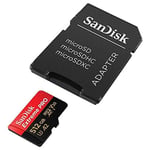 SanDisk SDSQXCZ-512G-GN6MA Extreme 512GB Micro SD Kart, Siyah/Kırmızı
