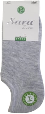 SARA DONNA Sara Donna 12 Çift Gri Renk Dikişsiz Bambu Sneaker Görünmez Çorap Gri 36-40