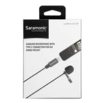 Saramonic Kompakt Klipsli Çok Yönlü Lavalier Mikrofonu DJI Osmo Pocket & DJI Pocket 2 6,6 inç (2 m) Kablo ve USB-C Konektör (LavMicro U3-OP), Siyah, LAVMICROU3-OP