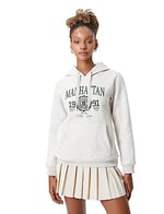 Şardonlu Kolej Kapşonlu Sweatshirt Kanguru Cepli Rahat Kesim