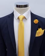 Sarı Kravat Mendil Yaka Çiçeği Set KMD-1