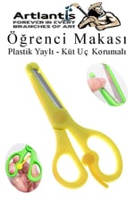 Sarı Öğrenci Makası 1 Adet Plastik Yaylı Küt Uç Korumalı Okul Makası Çocuk Makası Okul Öncesi Kreş Ana Sınıfı
