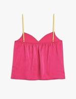 Saten Pijama Üstü İnce Askılı Biye Detaylı V Yaka