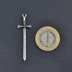 Savaşçı Kılıç Erkek Kadın Kolye Antik Gümüş Kaplama - 60 cm Düz Zincir