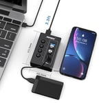 SB Hub 3.2 10 Gbps, 4 Bağlantı Noktalı USB C 3.1/3.2 Gen 2 HUB Çoklu USB Ayırıcı, 4×10 Gbps Veri Aktarımı, Bireysel Anahtar, Dizüstü Bilgisayar, PC, Klavye, Xbox, PS5 ve Daha Fazlası ile USB Çoklu