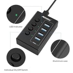 SB Hub 3.2 10 Gbps, 4 Bağlantı Noktalı USB C 3.1/3.2 Gen 2 HUB Çoklu USB Ayırıcı, 4×10 Gbps Veri Aktarımı, Bireysel Anahtar, Dizüstü Bilgisayar, PC, Klavye, Xbox, PS5 ve Daha Fazlası ile USB Çoklu
