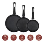 Schafer Black Stone 3 lü Tava Seti 18Cm+22Cm+26Cm-Siyah