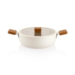 Schafer Ceramoni Seramik Basık Tencere 24 Cm-Krem