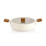 Schafer Ceramoni Seramik Basık Tencere 26 Cm-Krem