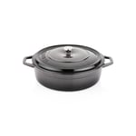 Schafer Guss Chef Döküm Basık Tencere 28Cm-2 Parça-Gri