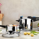 Schafer Gusto Chef 2 li Düdüklü Tencere Seti 4+7 L 4 Parça-Inox