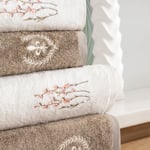 Schafer Home Diana Bambu Nakışlı Banyo Seti 6 Parça-Krem/Bej