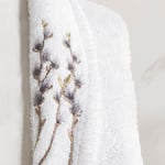 Schafer Home Diana Bambu Nakışlı Banyo Seti 6 Parça-Beyaz/Gri
