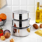 Schafer Practi XL 3 Lü Çelik Saklama Kabı (16/18/20 Cm) 6 Parça-Inox