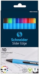 Schneider 152290, Slider Edge XB tükenmez kalem (XB çizgi genişliğine sahip üçgen kalemler) 10 parça, çeşitli
