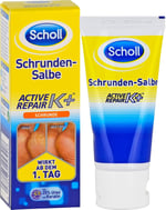 Scholl Schrundensalbe Aktif Onarım K +, kaba, kuru ve çatlak topuklarda cilt hasarına karşı -% 25 üre ve keratin ile - 1 x 60ml ayak kremi