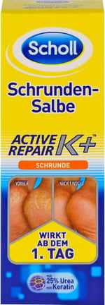 Scholl Schrundensalbe Aktif Onarım K +, kaba, kuru ve çatlak topuklarda cilt hasarına karşı -% 25 üre ve keratin ile - 1 x 60ml ayak kremi