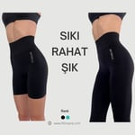 Seamless Toparlayıcı Siyah Kısa Spor Tayt