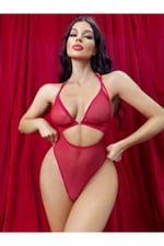 secret night tüllü gögüs dekolteli kırmızı body gecelik babydoll jartiyer-1