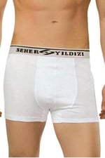 Seher-3'lü Seher Erkek Elastan Boxer-Beyaz-XXL