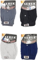 Seher 6'lı Paket Yıldızı Pamuklu Penye Düğmeli Erkek Boxer 0008, M