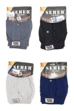 Seher 6'lı Paket Yıldızı Pamuklu Penye Düğmeli Erkek Boxer 0008, M