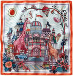 Şehir Temalı Zürafa Desen Turuncu Soft Bandana Fular 50x50 cm