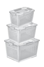 Selka Home - Lavin 2-4-7 Litre Ekru Saklama Kabı