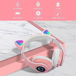 Sendowtek Çocuk Kulaklık, Kız Çocukları Bluetooth Kulak Üstü Sevimli Kedi Kulaklı Çocuk Kulaklığı LED Işıklı, Katlanabilir Kablosuz Çocuk Kulaklık Erkek Yetişkinler İçin Okul/Tablet/PC/Telefon